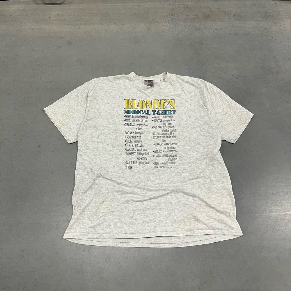 Y2K Vintage Blonde’s Medical T shirt Size XXLarge White  Oneta Single Stitch